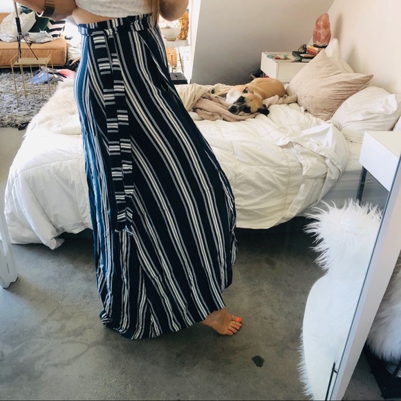 SMYM MUMU Navy White Siren Stripe Maxi Skirt Small - Picture 5 of 8